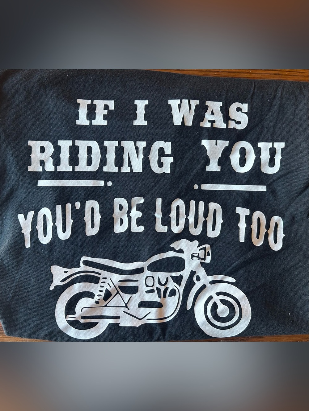 Mens Black Graphic Tee with White Motorcycle Print